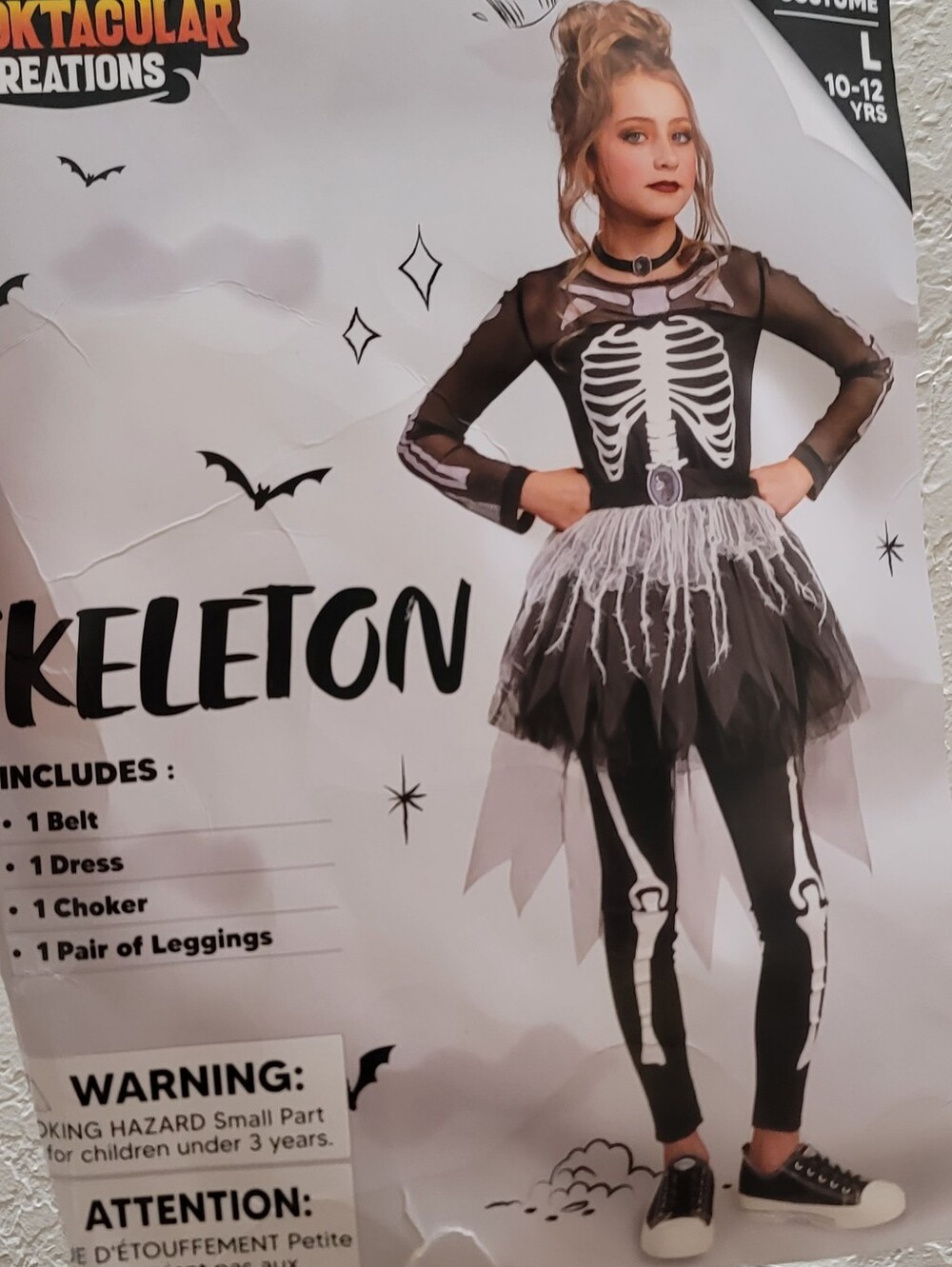 NIB Spooktacular Creations Halloween Skeleton Girls Sz L 10-12